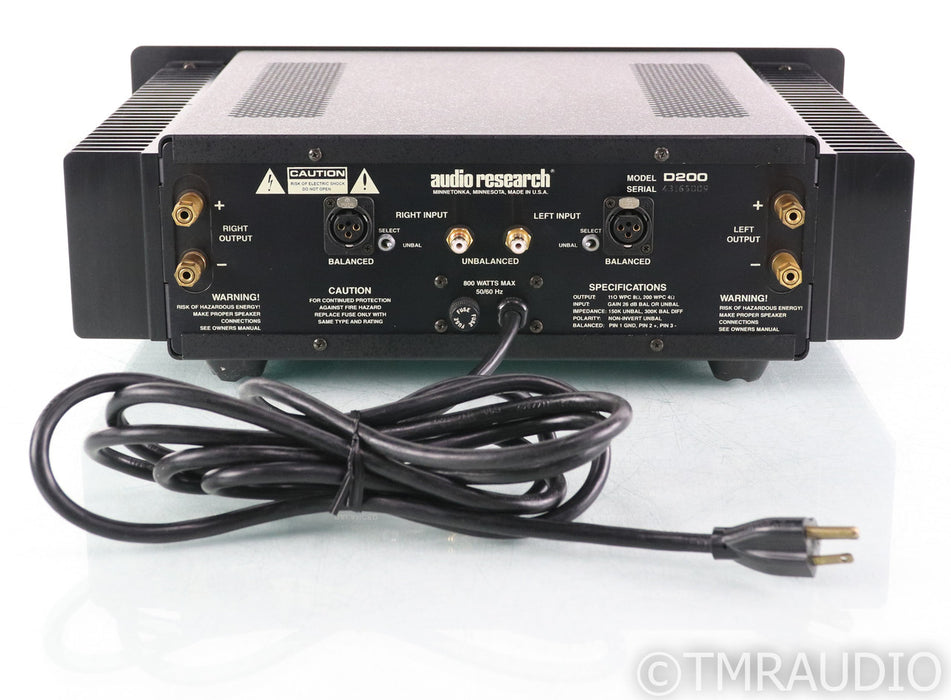Audio Research Model D200 Stereo Power Amplifier; D-200; Black