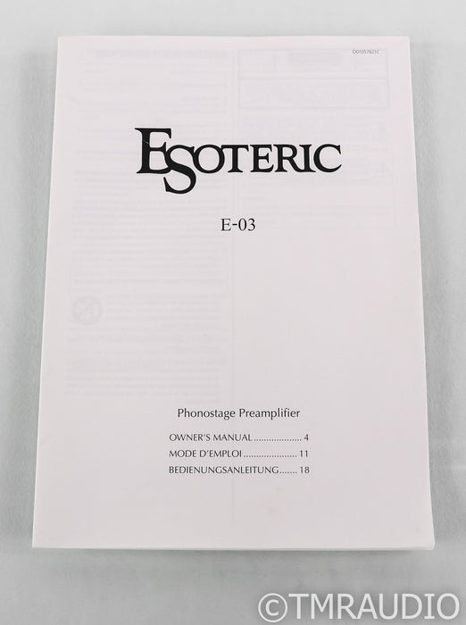 Esoteric E-03 MM / MC Phono Preamplifier; E03; Silver