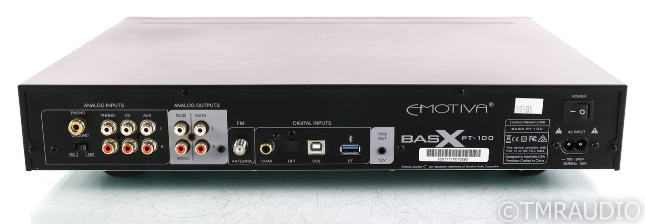Emotiva BasX PT-100 Stereo Preamplifier; PT100; MM/MC Phono; Remote