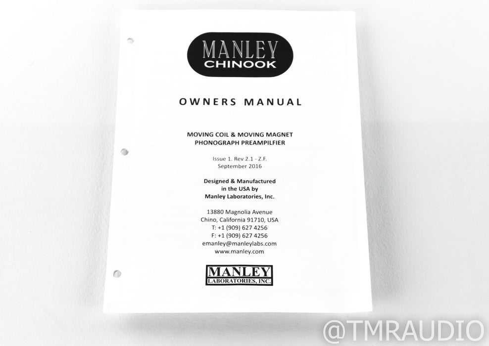 Manley Labs Chinook SE MKII MM / MC Tube Phono Preamplifier; Special Edition