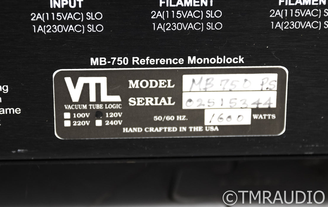 VTL MB-750 Reference Mono Tube Power Amplifier; Silver Pair; MB750
