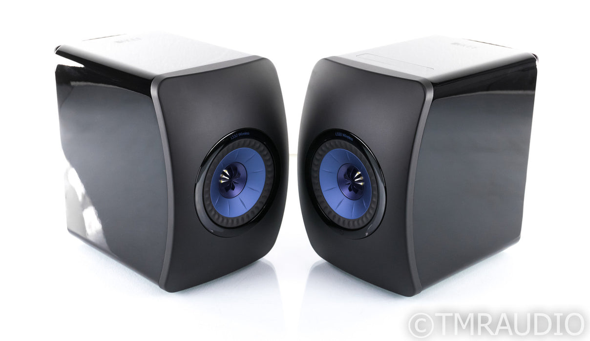 KEF LS50W Wireless Powered Bookshelf Speakers; Gloss Black / Blue Pair; LS-50W