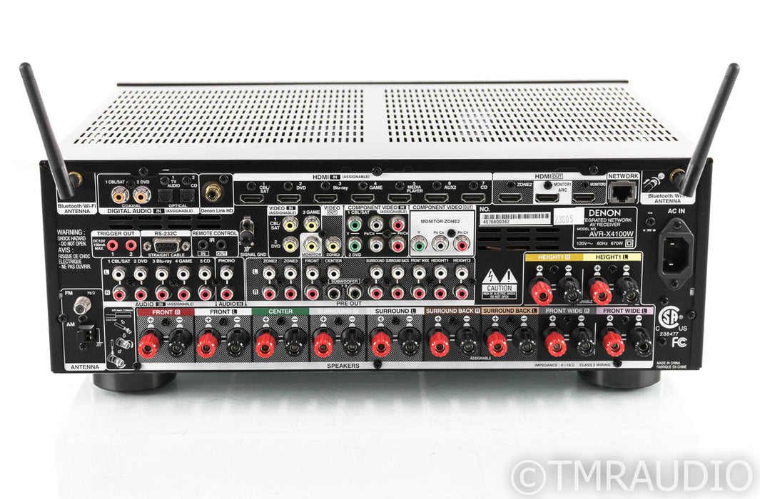 Denon AVR-X4100W 7.2 Channel Home Theater Receiver; AVR4100W; Remote; Wifi