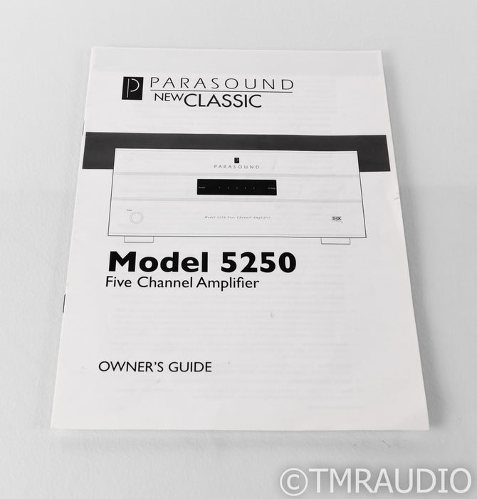Parasound Model 5250 5 Channel Power Amplifier; New Classic
