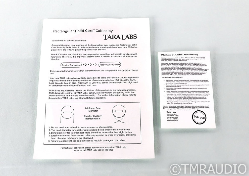 Tara Labs RSC Reference BiWire Speaker Cables; 12ft Pair