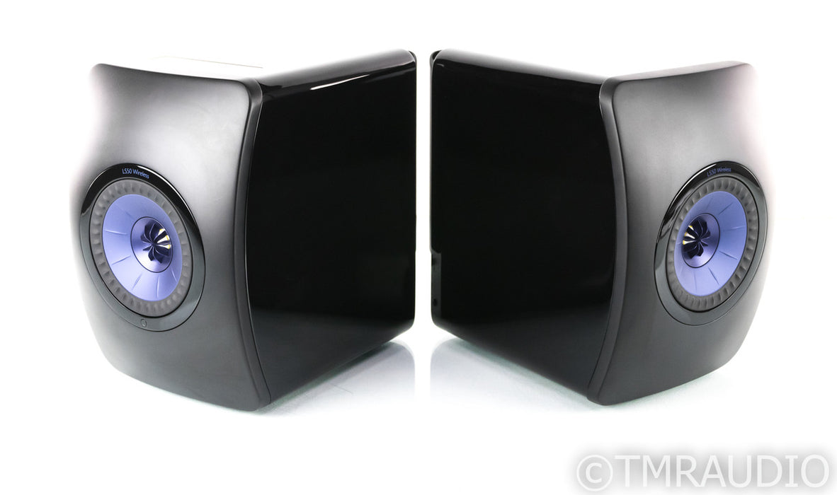 KEF LS50W Wireless Bookshelf Speakers; Gloss Black & Blue Pair;  LS-50 W