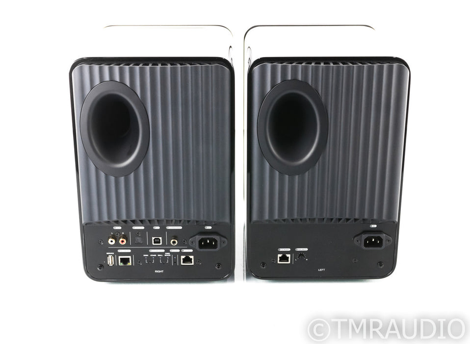 KEF LS50W Wireless Bookshelf Speakers; Gloss Black & Blue Pair;  LS-50 W