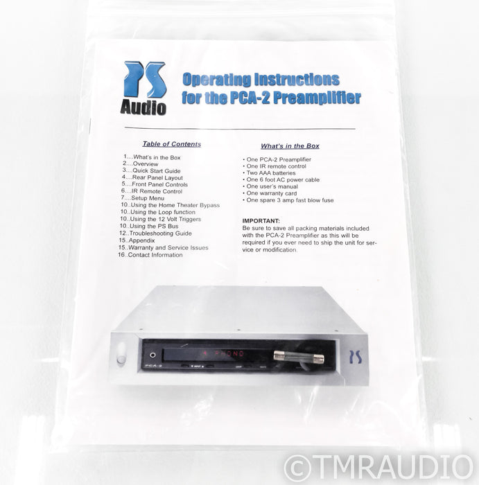PS Audio PCA-2 Stereo Preamplifier; PCA2 (No Remote)
