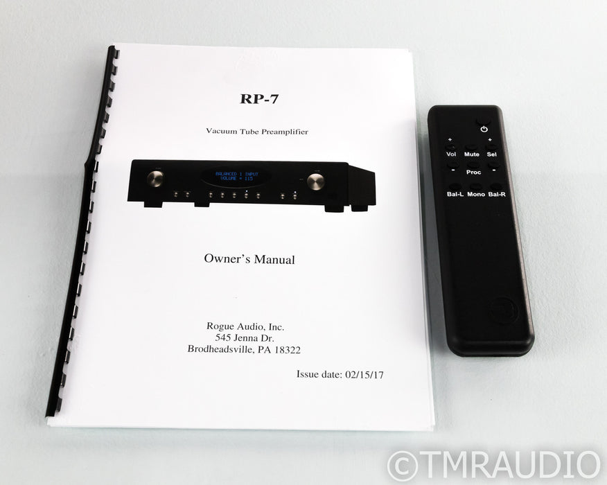 Rogue Audio RP-7 Stereo Tube Preamplifier; RP7; Remote