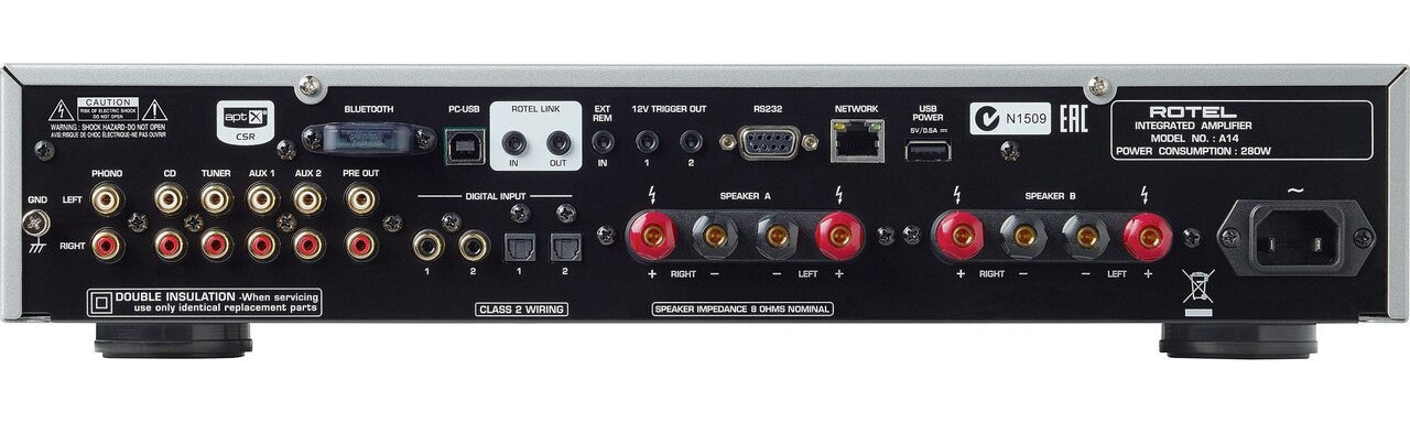 Rotel A14 Stereo Integrated Amplifier; A-14; Bluetooth; Silver (New)