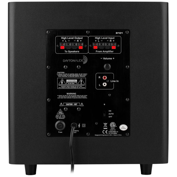 Dayton Audio B101 10" Powered Subwoofer; Black; B-101 (New)