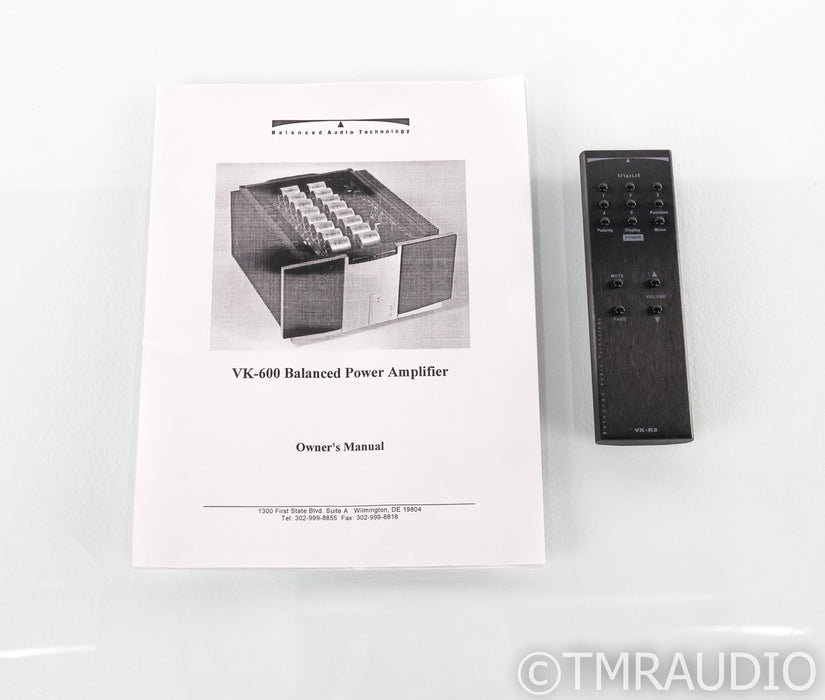 BAT VK-600 SE Stereo Power Amplifier; VK600SE; Custom Black Faceplate