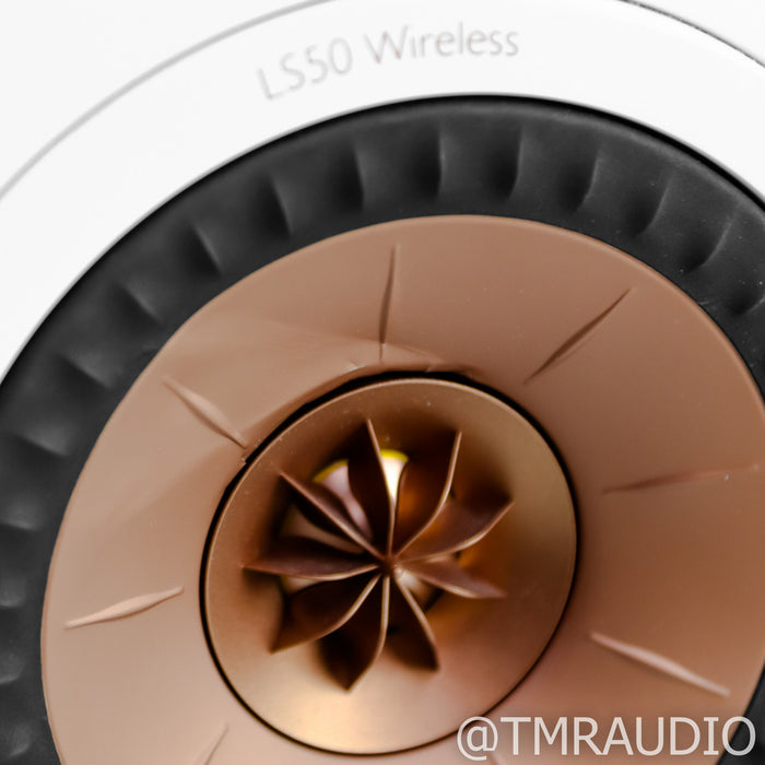 KEF LS50 Wireless Bookshelf Speakers; LS50W; White / Copper Pair