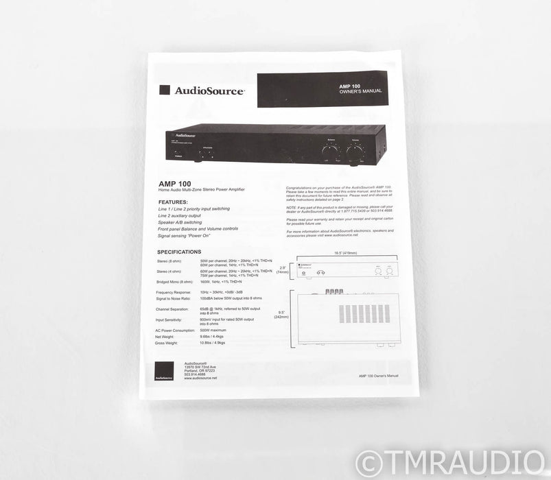 AudioSource AMP 100 Stereo / Mono Power Amplifier; AMP100; Black