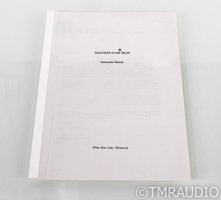 Magnepan MG-20 Planar Magnetic Floorstanding Speakers