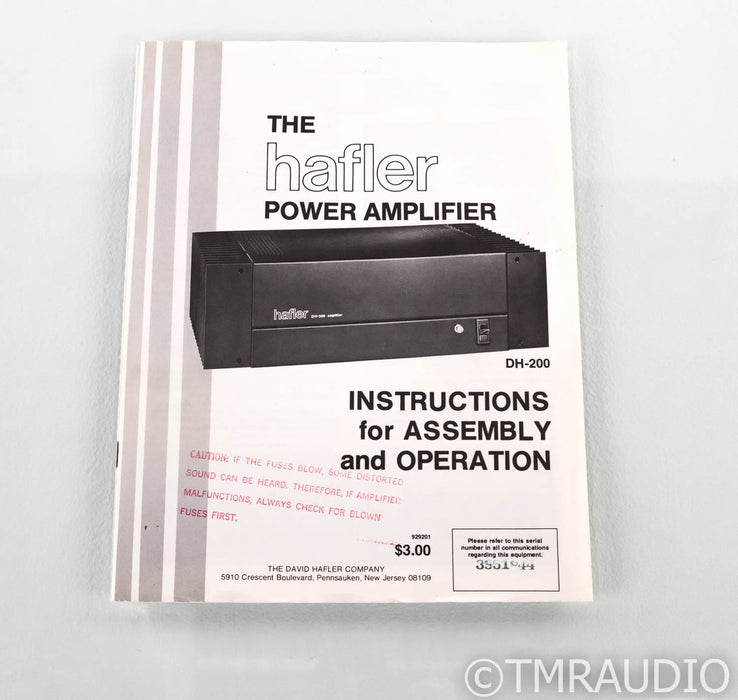 Hafler DH-200 Vintage Stereo Power Amplifier; DH200