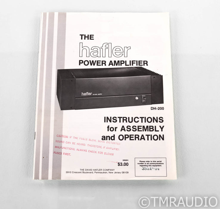 Hafler DH-200 Vintage Stereo Power Amplifier; DH200