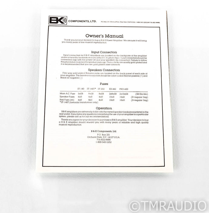 B&K ST-140 Vintage Stereo Power Amplifier; ST140; Black