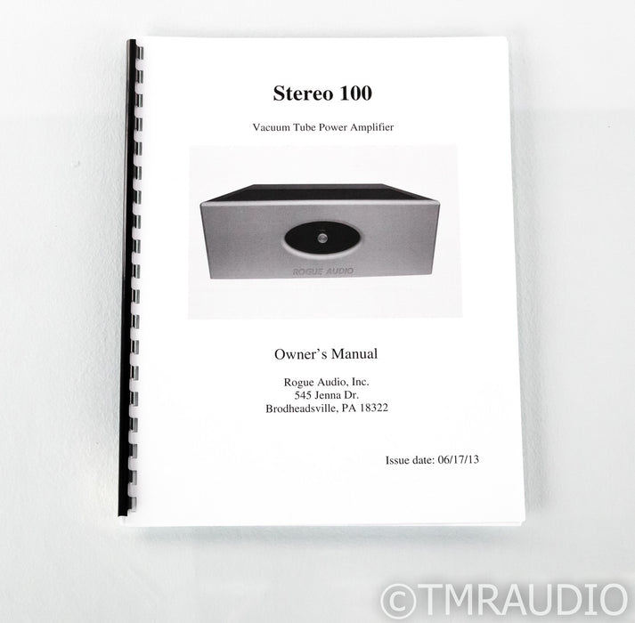 Rogue Stereo 100 Stereo Tube Power Amplifier; Stereo100