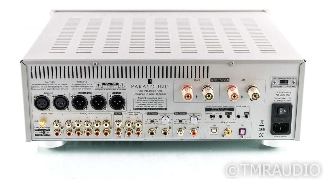 Parasound Halo Integrated 2.1 Channel Integrated Amplifier; Remote; MM/MC Phono