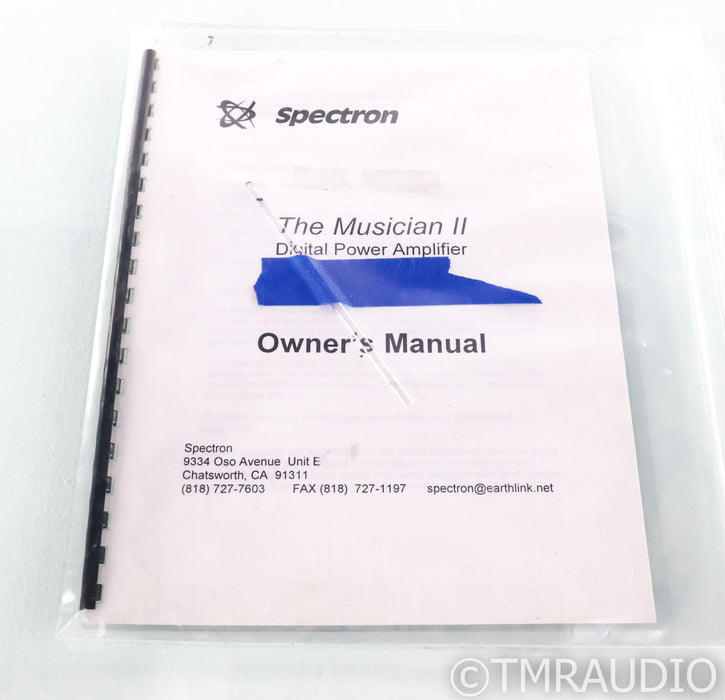 Spectron Musician II Stereo Power Amplifier; AS-IS (Right Channel Intermittent)