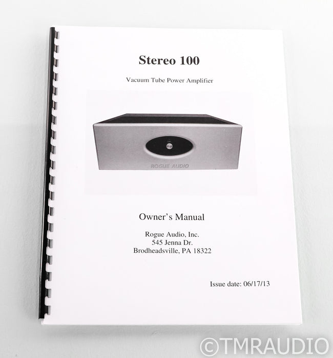 Rogue Audio Stereo 100 Stereo Tube Power Amplifier; ST-100; Silver