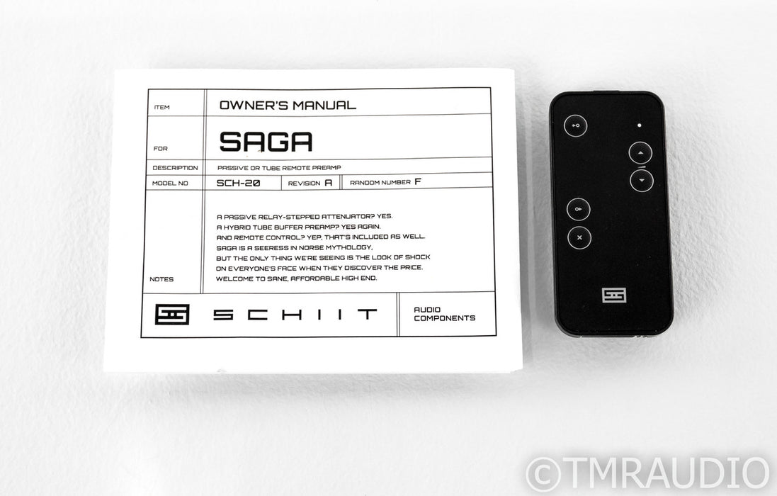 Schiit Saga Stereo Tube Preamplifier; Remote