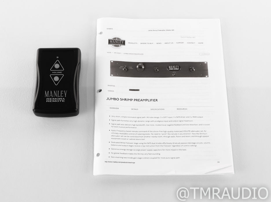 Manley Labs Jumbo Shrimp Stereo Tube Preamplifier; Remote
