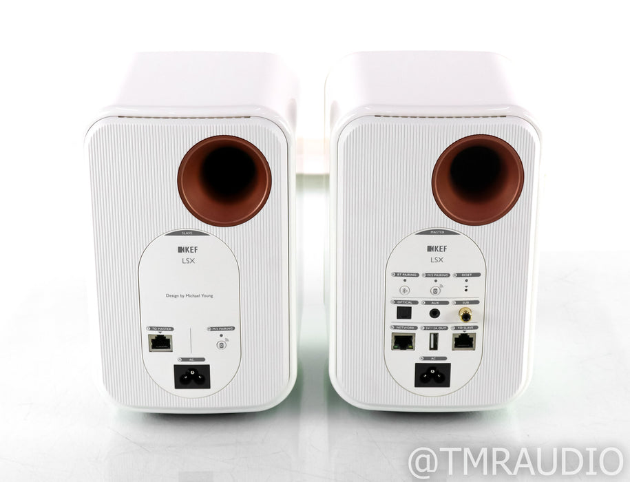 KEF LSX Wireless Bookshelf Speakers; Gloss White Pair; Bluetooth; Wifi