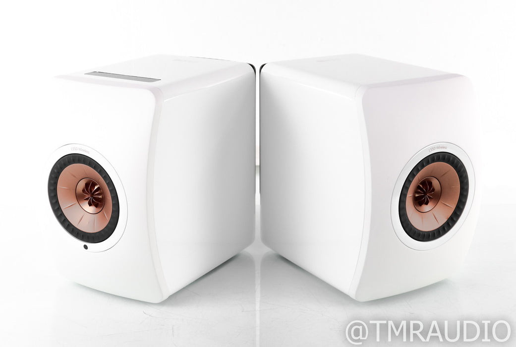KEF LS50 Wireless Powered Bookshelf Speakers; LS50W; White/Copper Pair