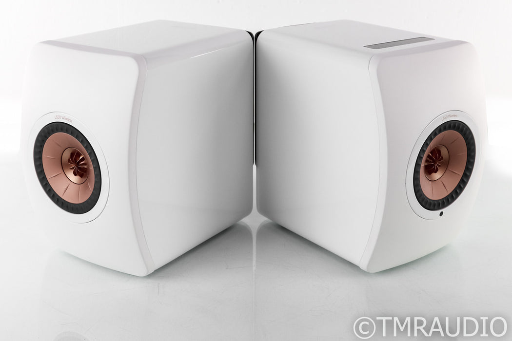 KEF LS50W Wireless Bookshelf Speakers; Gloss White / Copper Pair; LS-50
