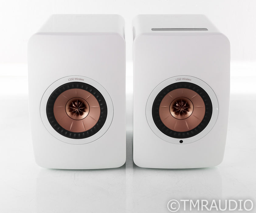 KEF LS50W Wireless Bookshelf Speakers; Gloss White / Copper Pair; LS-50