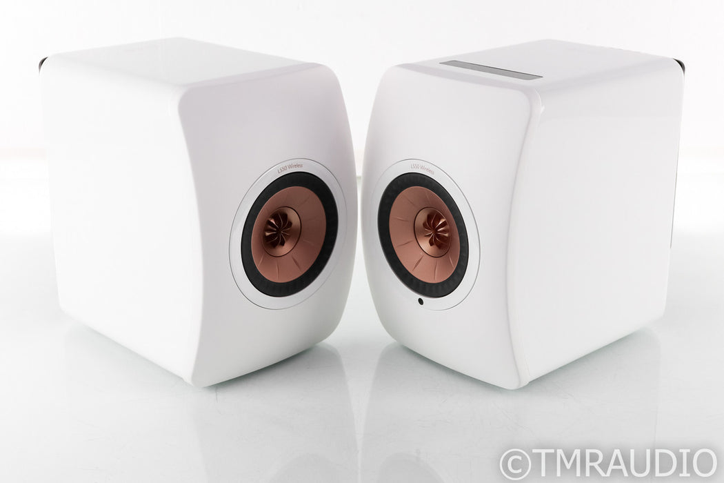 KEF LS50W Wireless Bookshelf Speakers; Gloss White / Copper Pair; LS-50