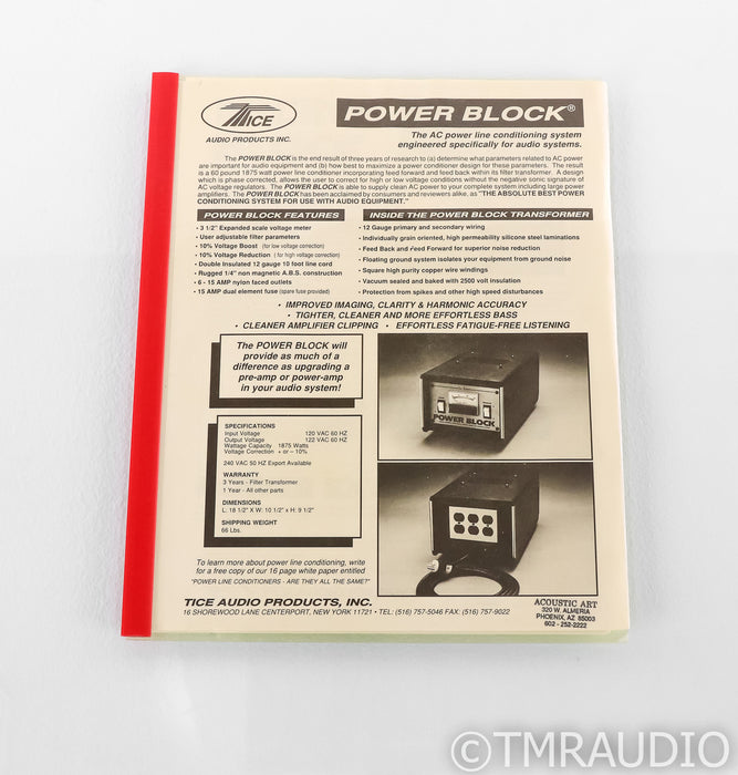 Tice Power Block AC Power Line Conditioner