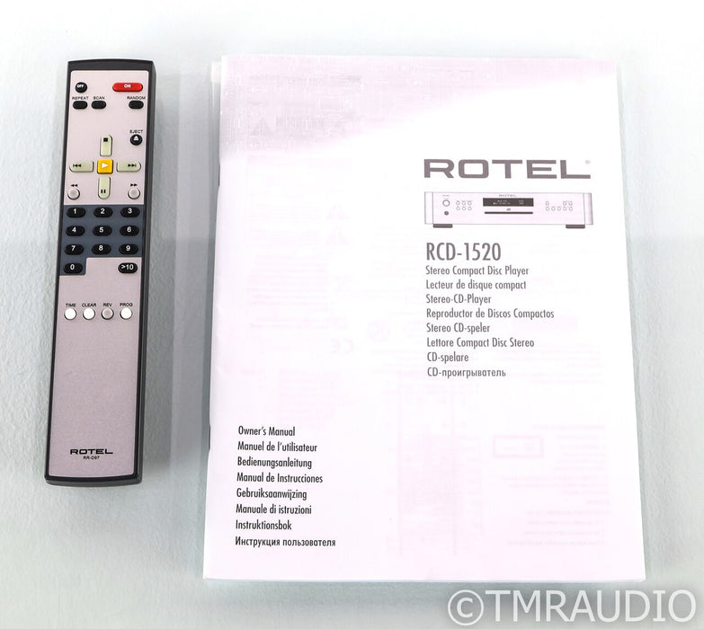 Rotel RCD-1520 CD Player; Black; Remote; AS-IS (Bad CD Drive)