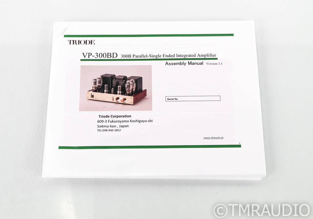 Triode Electronics VP-300BD Stereo Tube Integrated Amplifier; VP300BD