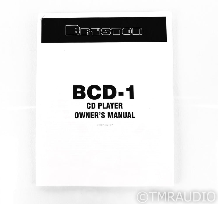 Bryston BCD-1 CD Player; Black; BCD1; 17" (No Remote)