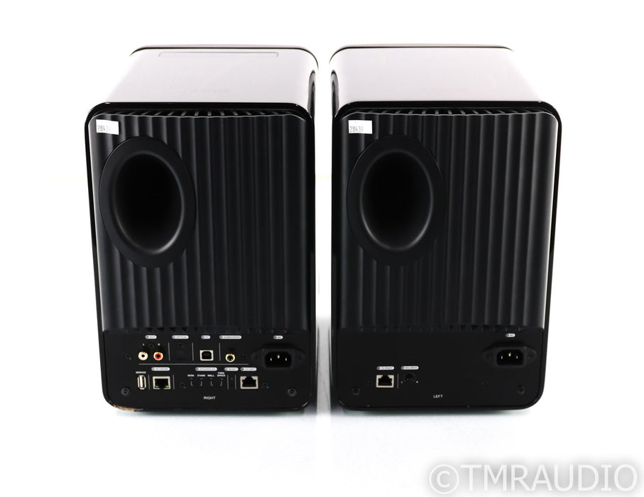KEF LS50W Wireless Powered Bookshelf Speakers; LS-50 W; Black/Blue Pair; Remote