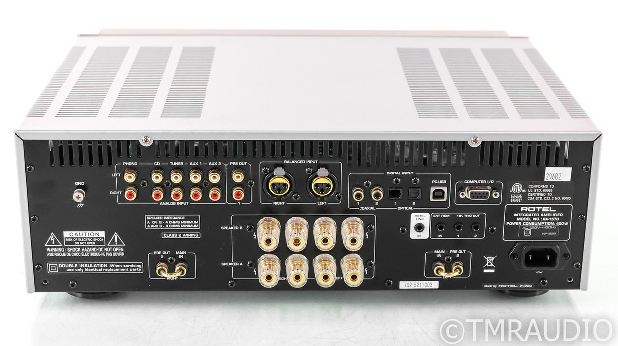 Rotel RA-1570 Stereo Integrated Amplifier; RA1570; Silver; MM Phono; Remote