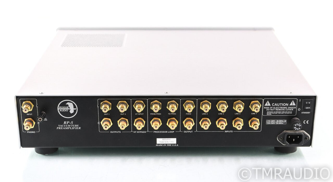 Rogue Audio RP-5 Stereo Tube Preamplifier; RP5; MM/MC Phono; Silver; Remote
