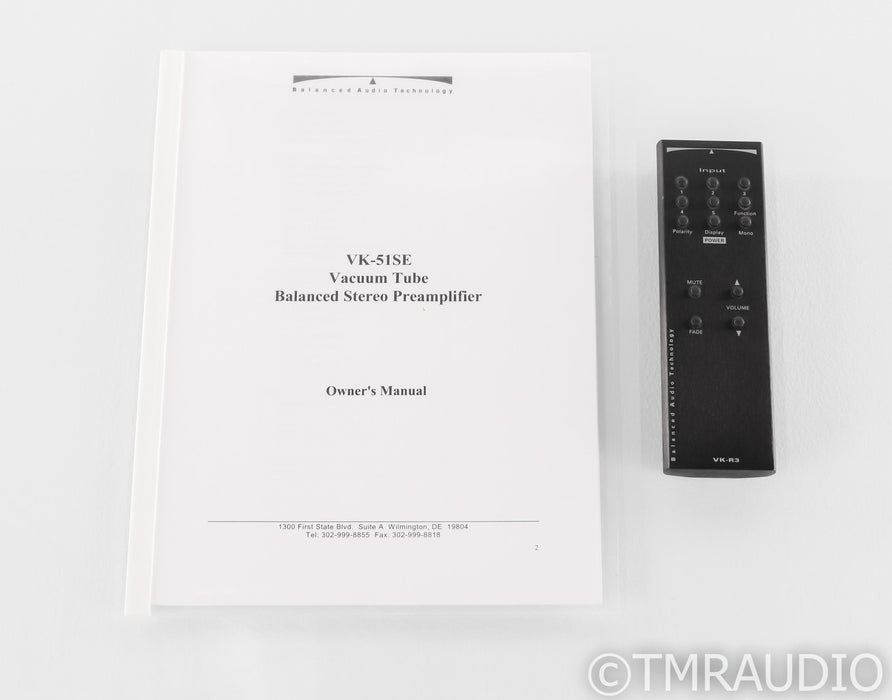 BAT VK-51SE Stereo Tube Preamplifier; Balanced Audio Technology VK51SE