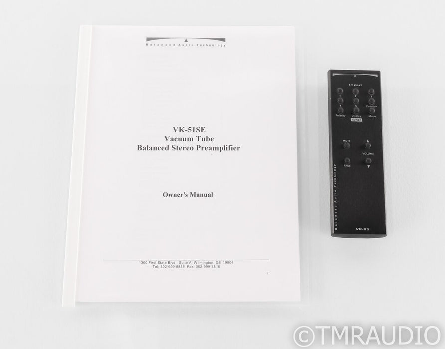 BAT VK-51SE Stereo Tube Preamplifier; Balanced Audio Technology VK51SE