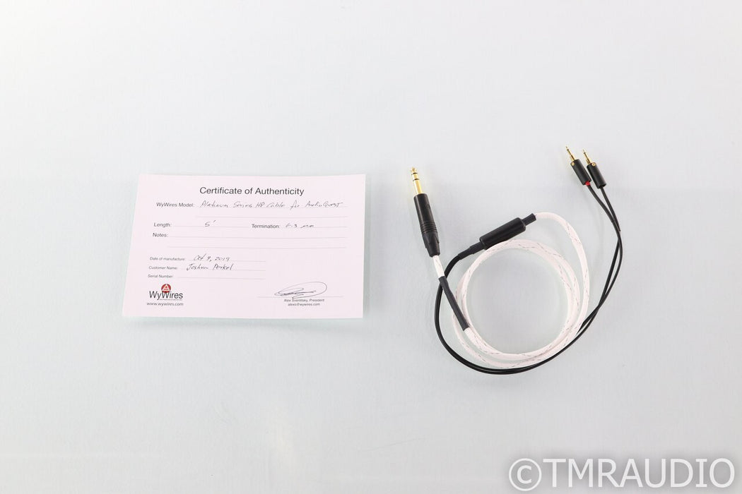 WyWires Platinum Series Headphone Cable; 5ft; Dual Mono 2.5mm
