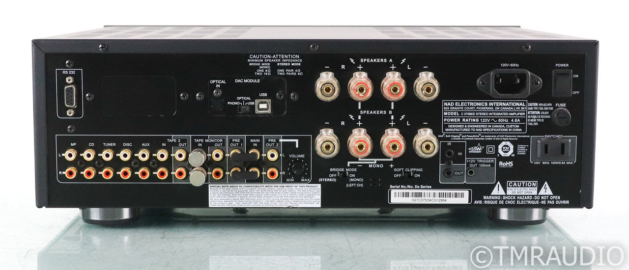 NAD C 375BEE Stereo Integrated Amplifier; Remote; DAC; USB; C375BEE