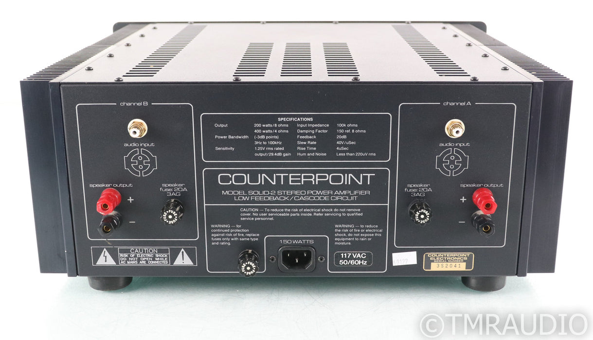 Counterpoint Solid-2 Stereo Power Amplifier; Solid Two; Black