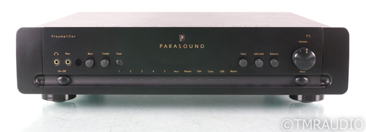 Parasound P5 Stereo Preamplifier; DAC; USB; MM / MC Phono; Remote; Black; P-5