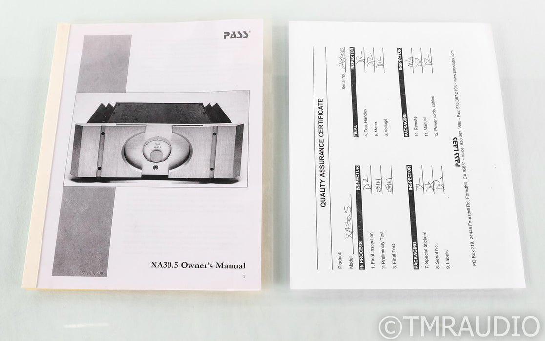 Pass Labs XA30.5 Stereo Power Amplifier; XA 30.5