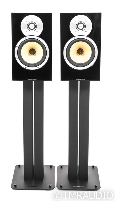 B&W CM-5 Bookshelf Speakers; Piano Black Pair w/ Stands