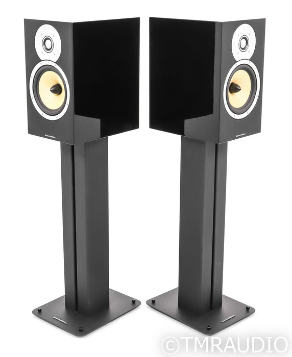 B&W CM-5 Bookshelf Speakers; Piano Black Pair w/ Stands