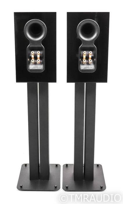 B&W CM-5 Bookshelf Speakers; Piano Black Pair w/ Stands